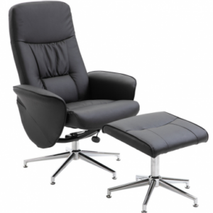Lænestol med vippefunktion i PU-læder H105 cm - Krom/Sort