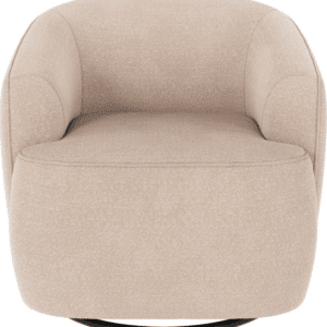 Loungestol/lænestol Rowico Dermot Rita lysebeige med 360 drej og vippefunktion ergonomisk slidstærk polyester dansk design