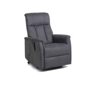 Lucas recliner stol, m. 1 motor, vippefunktion, fodskammel og armlæn - antracitgrå stof