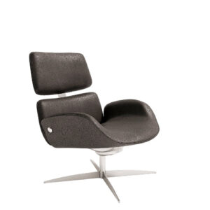 Skipper Cento Low Lænestol - Samoa Læder - Sort / Sort Krom