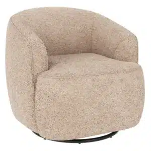 ROWICO Dermot drejestol, m. armlæn og vippefunktion - lys beige polyester stof og sort metal